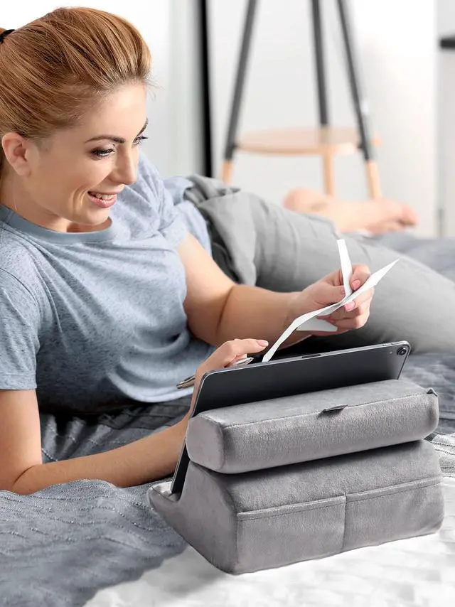 Alt view image 4 of 5 - UGREEN Tablet Pillow Stand Grey Bundle Tablet Stand Holder for Desk Dual Rod