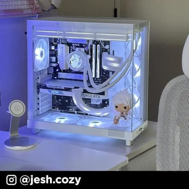 Alt view image 2 of 5 - NZXT H6 Flow | CC-H61FW-01 | Compact Dual-Chamber Mid-Tower Airflow Case | Panoramic Glass Panels | High-Performance Airflow Panels | Includes 3 x 120mm Fans | Cable Management | White