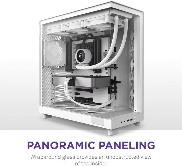 Alt view image 3 of 5 - NZXT H6 Flow | CC-H61FW-01 | Compact Dual-Chamber Mid-Tower Airflow Case | Panoramic Glass Panels | High-Performance Airflow Panels | Includes 3 x 120mm Fans | Cable Management | White