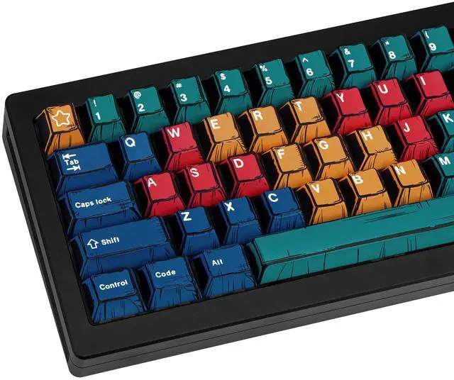 Main image of TIMSEKER PBT Manga Keycaps Set, 150 Keys Custom Colored Key Caps, Cherry Profile Dye Sub Keycaps for 60% 65% 75% 100% Mechanical Keyboard, Compatible with Cherry MX and Cross-Shaped Switches