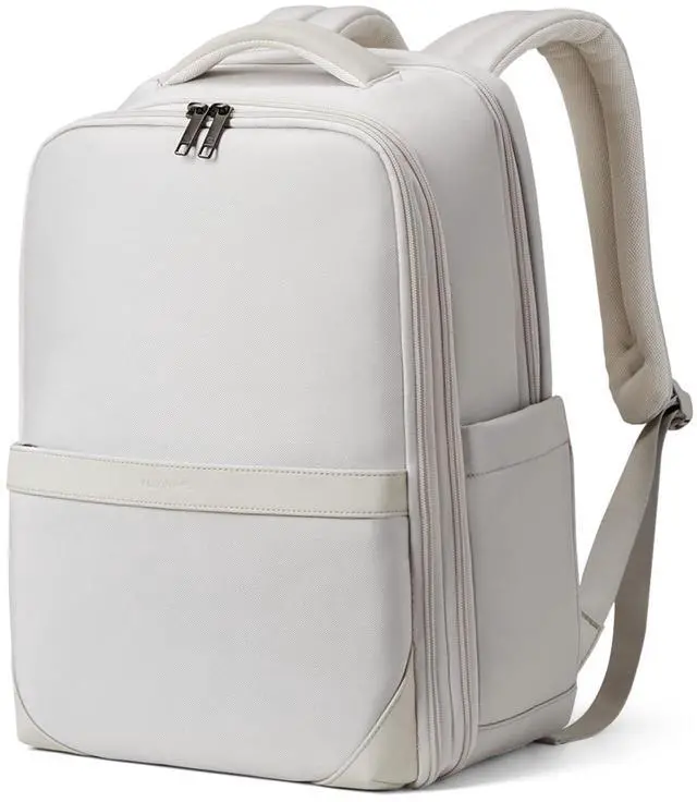Main image of Hanke 16 Inch Expandable Travel Backpack for Women Men, Full Open Laptop Backpack with Luggage Strap, Business Work Backpacks Fits 15.6 Inch Laptop(Greyish White)