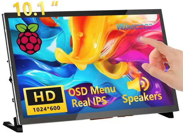 Main image of Touchscreen Monitor for Raspberry Pi, 10.1'' IPS LCD Screen 1024 * 600 Smooth Touch, Built-in Dual Speakers, HDMI Input, Compatible with Raspberry Pi 5/4/3/Zero, Easy Set-up Driver-free (10.1 Inch)