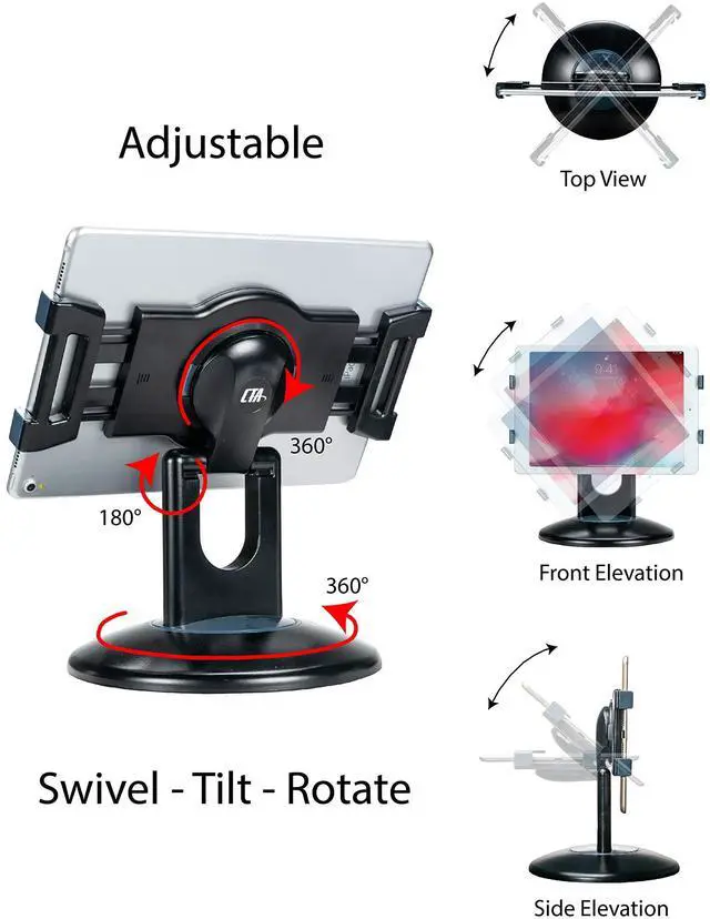 Alt view image 2 of 5 - Wall & Desk Mount  CTA Quick-Connect Wall & Desk Mounting Kit for iPad 10th Gen 10.9"- iPad Mini 5- iPad 7/8 Gen - 10.2"- iPad Pro 12.9"- Galaxy Tab S3 9.7- Galaxy Tab A & More - Black (PAD-QCWDM)