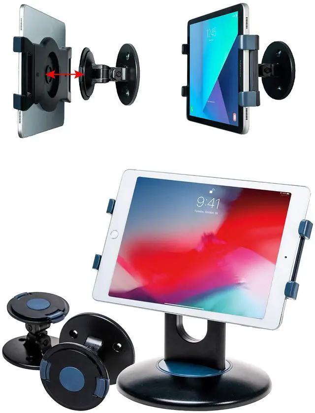 Main image of Wall & Desk Mount  CTA Quick-Connect Wall & Desk Mounting Kit for iPad 10th Gen 10.9"- iPad Mini 5- iPad 7/8 Gen - 10.2"- iPad Pro 12.9"- Galaxy Tab S3 9.7- Galaxy Tab A & More - Black (PAD-QCWDM)
