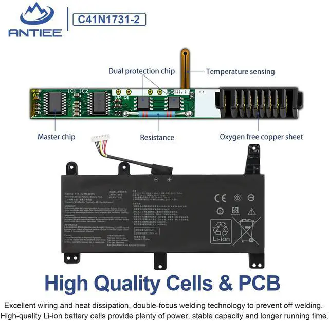 Alt view image 3 of 5 - ANTIEE 66Wh C41N1731-2 Battery for Asus ROG Strix G15 G512 G512LV G512LU G512LW G512LWS Scar 15 G532LV G532LWS G532LW G17 G712LV G712LU G712LW G712LWS Scar 17 G732LW G732LV G732LWS G732LX G732LXS