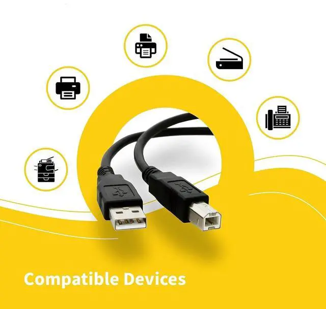 Alt view image 5 of 5 - (10-Pack) USB A to B Printer Cable, High Speed Transfer Scanner Printer Cord Compatible for HP Canon Dell Epson Brother Lexmark Xerox Samsung Piano DAC, Etc (6-Feet)