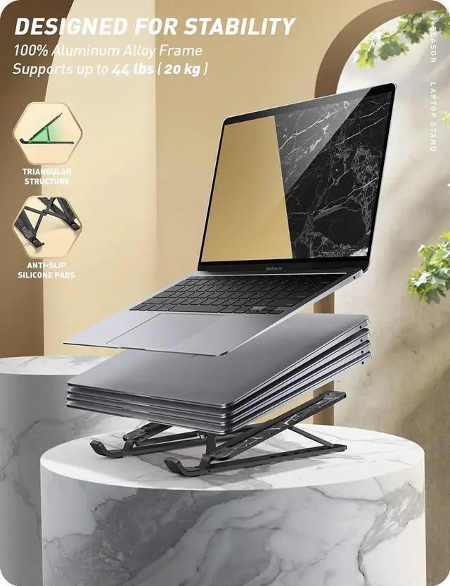 Alt view image 4 of 5 - i-Blason Cosmo Laptop Stand, Adjustable Aluminum Alloy Laptop Riser Holder with Multi-Angle Stand Compatible with MacBook Pro/MacBook Air, 7-17.3" Laptops & Tablets (Black)