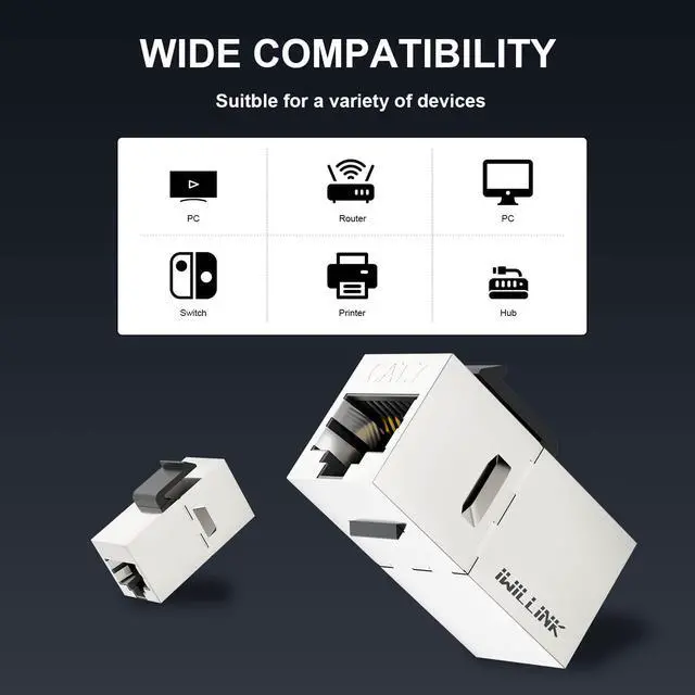 Alt view image 4 of 5 - iwillink (25 Pack RJ45 Cat6 Shielded Coupler and 24 Port RJ45 Shielded Through Coupler 1U Patch Panel