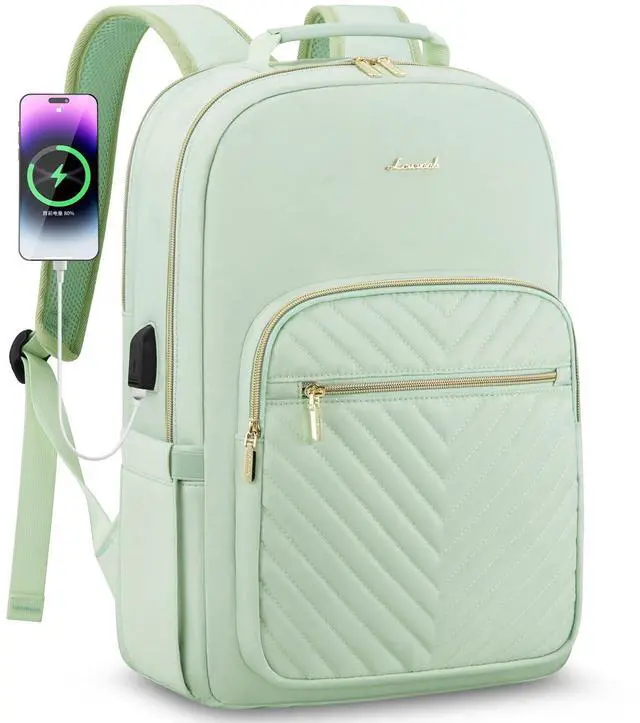 Main image of LOVEVOOK Laptop Backpack for Women 17.3 inch,Cute Womens Travel Backpack Purse,Professional Laptop Computer Bag,Waterproof Work Business College Teacher Bags Carry on Backpack with USB Port,Cyan Green