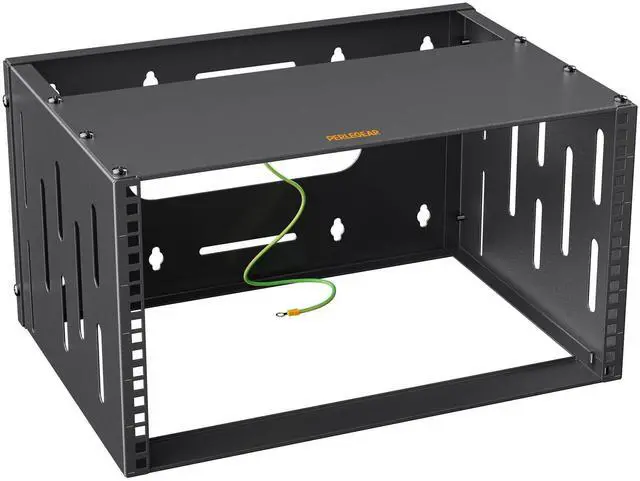 Main image of Perlegear 6U Open Frame Network Rack for 19 Servers & AV Gear, Patch Panel Bracket for Shallow Servers, Network Switches, and IT Equipment, Floor-Standing or Wall-Mounted AV Rack, PGSER03