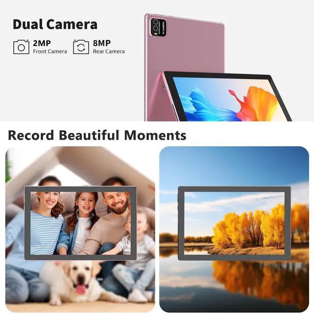 Alt view image 5 of 5 - Android 15 Tablet, 10 inch 18GB RAM 128GB ROM, 2.0Ghz Quad-core Processor Tablet, 1280*800 IPS Touch Screen, 2.4G/5G WiFi, 2 in 1 Tablets with Keyboard, Case, Mouse, Stylus, 6000mAh Battery 8MP Camera