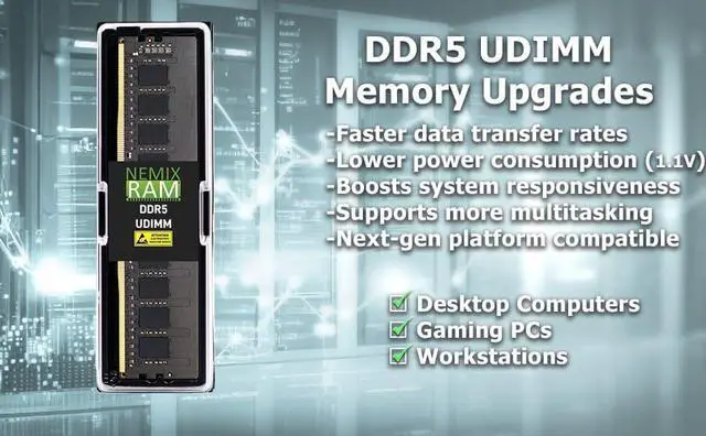 Alt view image 4 of 5 - NEMIX RAM 96GB (2X48GB) DDR5 5200MHZ PC5-41600 2Rx8 1.1V CL44 288-PIN Non-ECC Unbuffered UDIMM Desktop PC Memory KIT