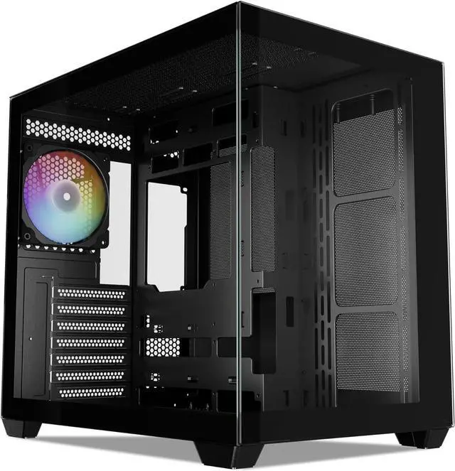 Main image of Vetroo AL900 ATX PC Case with 270° Full View Tempered Glass, Pre-Installed ARGB & PWM FDB Fan, Supports 360mm Radiator & 10 Fans, Type-C Ready, for 50 Series GPUs (Black)