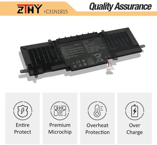 Alt view image 5 of 5 - ZTHY 50Wh C31N1815 Laptop Battery Replacement for Asus ZenBook 13 UX333F UX333FA UX333FAC UX333FN RX333F RX333FA RX333FN BX333F BX333FA BX333FN U3300FN UX333FA-A3075T A3068T UX333FAC-A3106T 11.55V