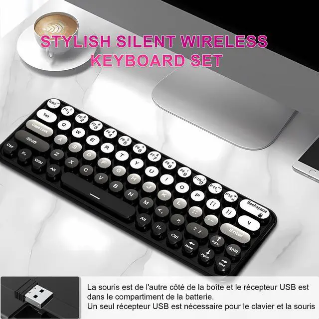Alt view image 3 of 5 - Bluetooth Keyboard and Mouse Set,Keyboard and Mouse Wireless Combo,3 DPI Adjustable Cordless USB Keyboard and Mouse,2.4 GHz Wireless USB Receiver,Comfortable Natural Typing,Compatible with PC,Laptop