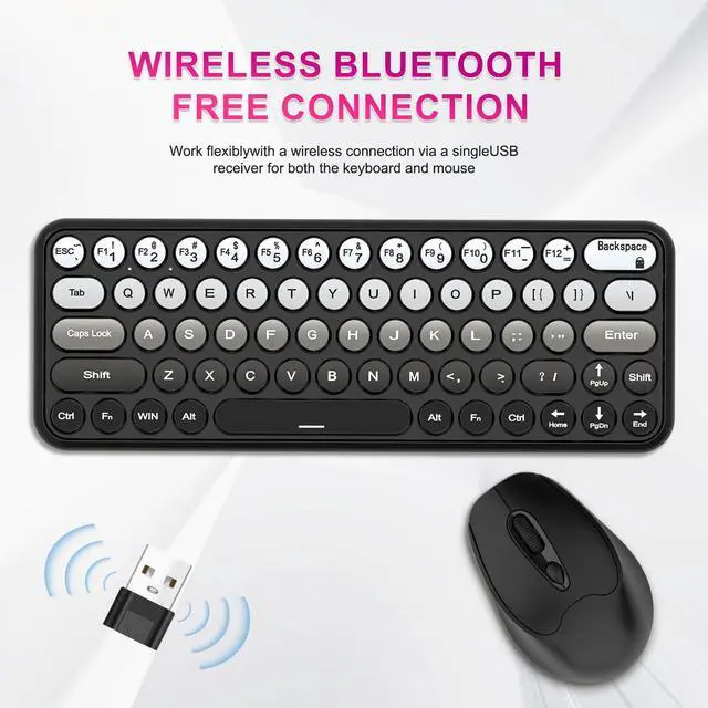 Alt view image 4 of 5 - Bluetooth Keyboard and Mouse Set,Keyboard and Mouse Wireless Combo,3 DPI Adjustable Cordless USB Keyboard and Mouse,2.4 GHz Wireless USB Receiver,Comfortable Natural Typing,Compatible with PC,Laptop