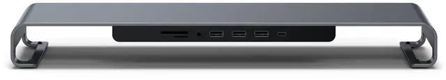 Alt view image 4 of 5 - Satechi USB C Hub Monitor Stand for Desk with USB-C Data Port, 3 USB 3.0 Ports, Micro/SD Card Readers, Audio Jack, Computer Monitor Stand for Desktop Computers, Monitors, and Laptops