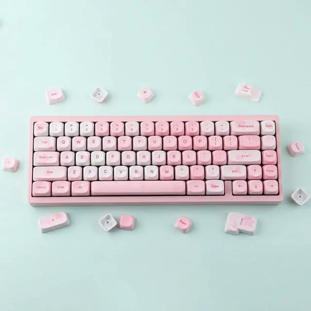 Alt view image 2 of 5 - Tsungup MOA Keycaps-Cute Sakura,129 Keys Pink PBT Custom Cherry Blossom Keycaps 100 Percent,Dye Sub Key Caps Keyboard Keycap Set for MX Switches Mechanical(only keycaps)