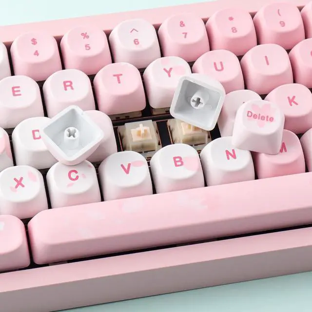 Alt view image 5 of 5 - Tsungup MOA Keycaps-Cute Sakura,129 Keys Pink PBT Custom Cherry Blossom Keycaps 100 Percent,Dye Sub Key Caps Keyboard Keycap Set for MX Switches Mechanical(only keycaps)