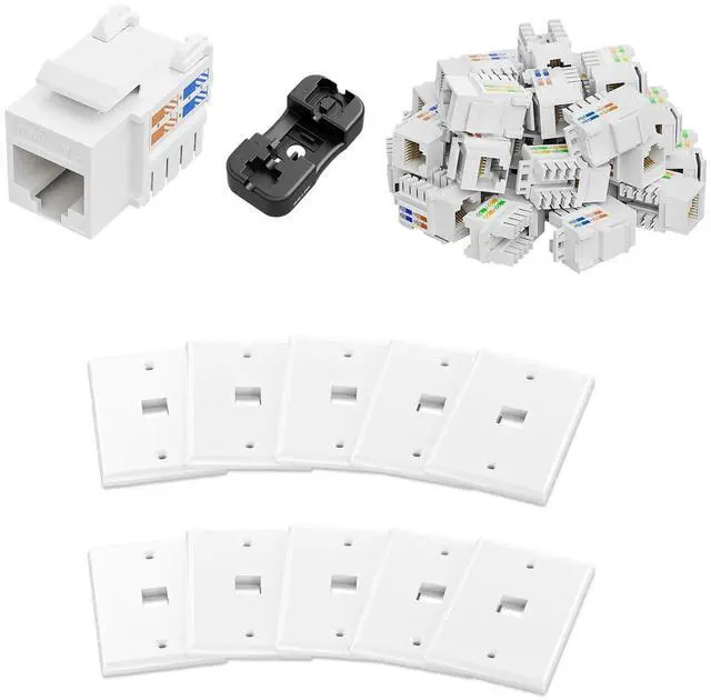 iwillink 25 Pack White Cat6 RJ45 Keystone Jacks with Punch-Down