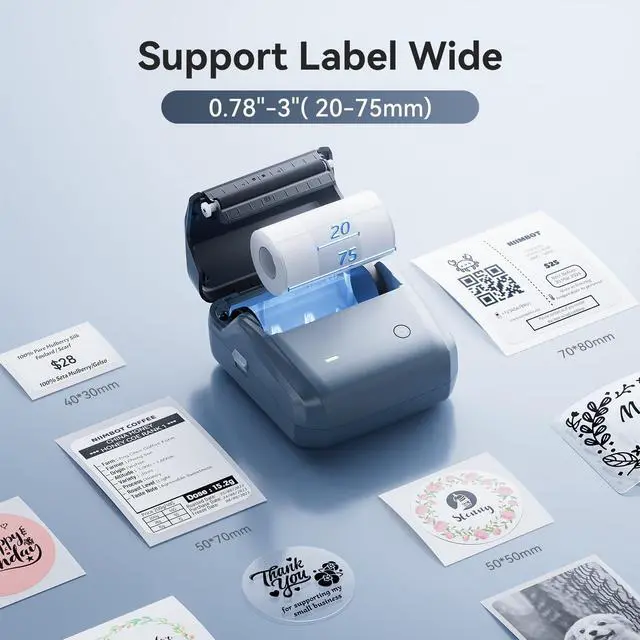 Alt view image 4 of 5 - NIIMBOT B31 Label Maker Machine with Tape, 3 Inch Portable Label Printer for Barcode, Address, Logo, Tag Labeling, Thermal Sticker Maker Compatible with Smartphones & PC, Dark Blue