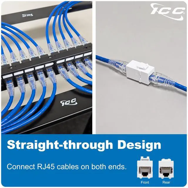 Alt view image 5 of 5 - ICC CAT6 RJ45 Inline Keystone Couplers, 8P8C Female-to-Female Jacks, Feed-Through PCB Modules for Wall Plates & Patch Panels, UL Listed, Black, 25-Pack
