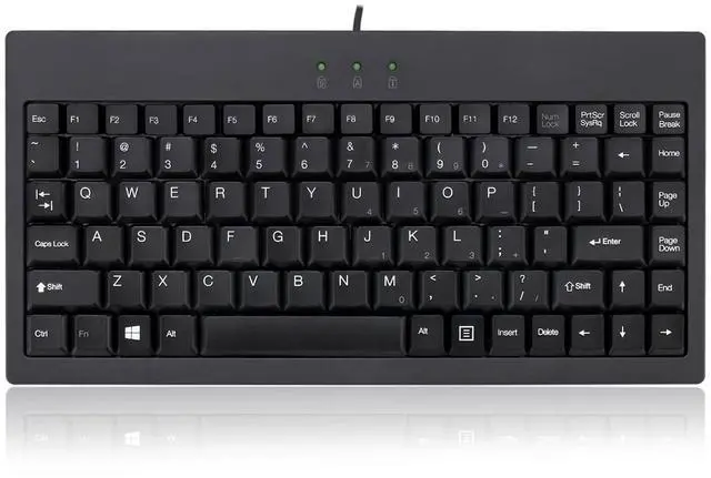 Main image of Adesso AKB-110B Mini Keyboard - Compact 87-Key Membrane Keyboard with LED Indicators and Space-Saving Design - USB/PS2 Connection - Compatible with Windows OS (Black)