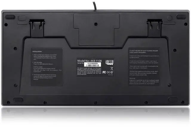 Alt view image 5 of 5 - Adesso AKB-110B Mini Keyboard - Compact 87-Key Membrane Keyboard with LED Indicators and Space-Saving Design - USB/PS2 Connection - Compatible with Windows OS (Black)