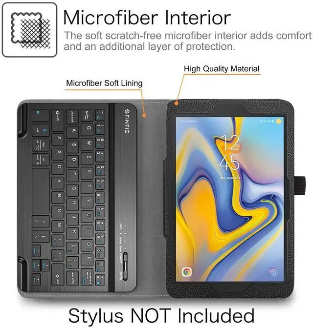 Alt view image 3 of 5 - FINTIE Folio Keyboard Case for Samsung Galaxy Tab A 8.0 2018 Model SM-T387, Premium PU Leather Stand Cover with Removable Wireless Bluetooth Keyboard, Black