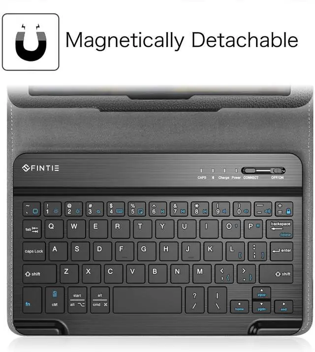 Alt view image 4 of 5 - FINTIE Folio Keyboard Case for Samsung Galaxy Tab A 8.0 2018 Model SM-T387, Premium PU Leather Stand Cover with Removable Wireless Bluetooth Keyboard, Black