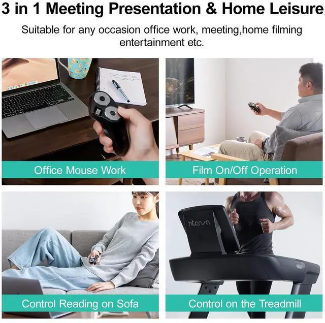 Alt view image 3 of 5 - SANWA Bluetooth + 2.4G Wireless Handheld Mouse, 3 in 1 Presentation Clicker, Remote Air Mouse with Scroll, Portable Finger Mice, Rechargeable PPT Slide, Compatible with Mac, PC, Laptop, Phone, Tablet