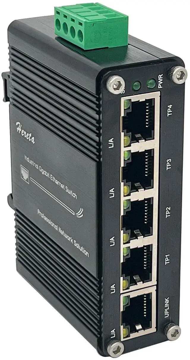 Main image of Mini Industrial Gigabit Ethernet Switch,Unmanaged Ethernet Network Hub Switch with 5 x RJ45 Port 10/100/1000T,12~48VDC,Support 802.3X Flow Control,Half/Full Duplex,Din-Rail/Wall Mount