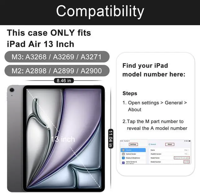 Alt view image 2 of 5 - Soke Case for iPad Air 13-Inch M3 2025 & M2 2024,with Built-in Screen Protector and Kickstand, Rugged Full-Body Heavy Duty Protective Cover for Apple iPad Air 13 - Purple