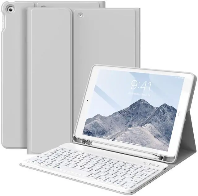 Main image of BQDIYOO Keyboard Case for iPad 9th/8th/7th Generation(2021/2020/2019), 10.2 inch iPad 9/8/7 Case with Keyboard, Auto Wake Sleep Cover with Pencil Holder, Gray