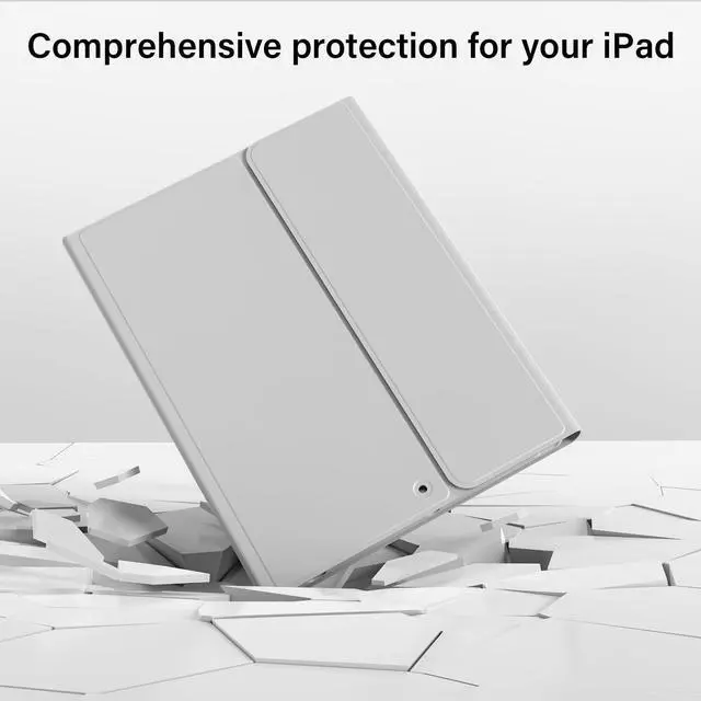Alt view image 3 of 5 - BQDIYOO Keyboard Case for iPad 9th/8th/7th Generation(2021/2020/2019), 10.2 inch iPad 9/8/7 Case with Keyboard, Auto Wake Sleep Cover with Pencil Holder, Gray