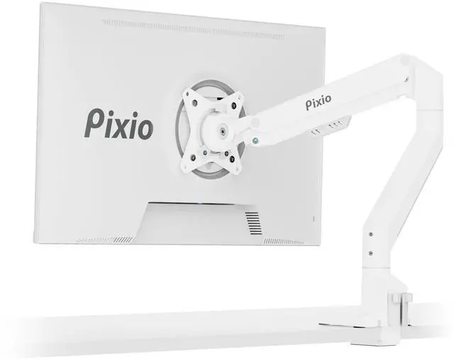 Main image of Pixio PS1S Wave White Single Monitor Arm Stand Desk Mount - Fits up to 32 inches Monitors and up to 19.8lbs. VESA Compatibility and Integrated Cable Management