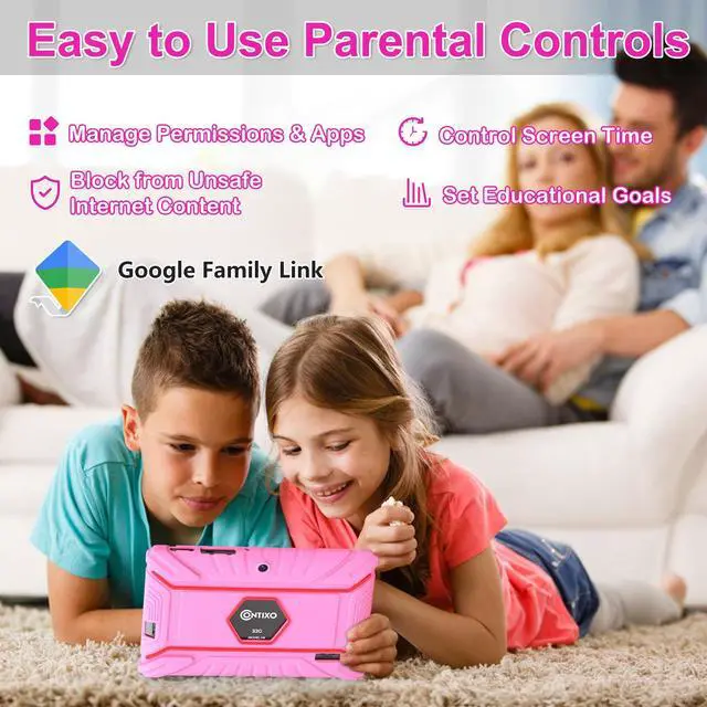 Alt view image 3 of 5 - Contixo 7 Kids Tablet Bundle - Learning Tablet and Headphones for Kids, Includes 50+ Disney Storybooks (Value $200), Back to School, Ages 3-7, Parental Control, Android 11, 32GB, WiFi - Pink (Girls)