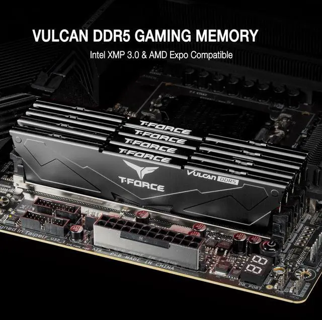 Alt view image 2 of 5 - TEAMGROUP T-Force Vulcan DDR5 32GB (2x16GB) 6000MHz (PC5-48000) CL38 Intel XMP 3.0 & AMD Expo Compatible Desktop Memory Module Ram Black FLBD532G6000HC38JDC01