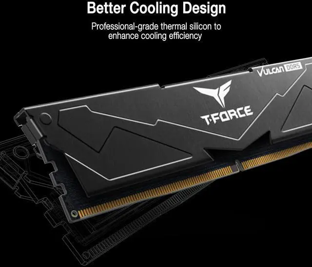 Alt view image 4 of 5 - TEAMGROUP T-Force Vulcan DDR5 32GB (2x16GB) 6000MHz (PC5-48000) CL38 Intel XMP 3.0 & AMD Expo Compatible Desktop Memory Module Ram Black FLBD532G6000HC38JDC01