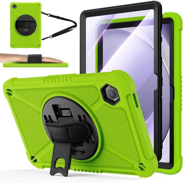 Main image of ZtotopCases for Samsung Galaxy Tab A9+ / A9 Plus 11'' 2023 (SM-X210/X216/X218), Shockproof Hard Duty Case with Screen Protector+360 Rotating Hand Strap&Stand+Shoulder Strap for Tab A9+ Tablet, Green