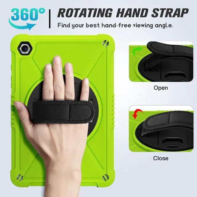 Alt view image 3 of 5 - ZtotopCases for Samsung Galaxy Tab A9+ / A9 Plus 11'' 2023 (SM-X210/X216/X218), Shockproof Hard Duty Case with Screen Protector+360 Rotating Hand Strap&Stand+Shoulder Strap for Tab A9+ Tablet, Green