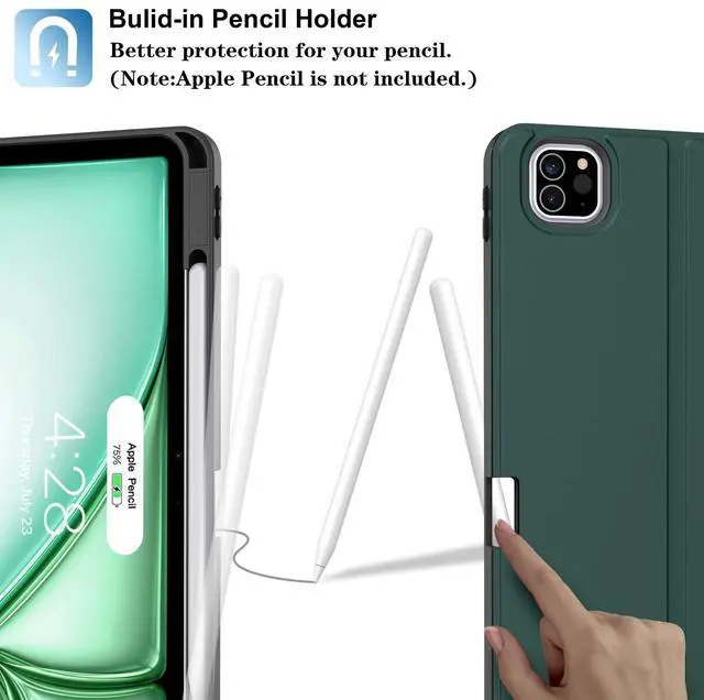 Alt view image 2 of 5 - Supveco Keyboard Case for iPad Air 13 Inch (M3 2025,M2 2024) & iPad Pro 12.9 Inch 6th/5th Gen with Pencil Holder-7 Colors Backlit Wireless Detachable Folio Keyboard Cover-Teal