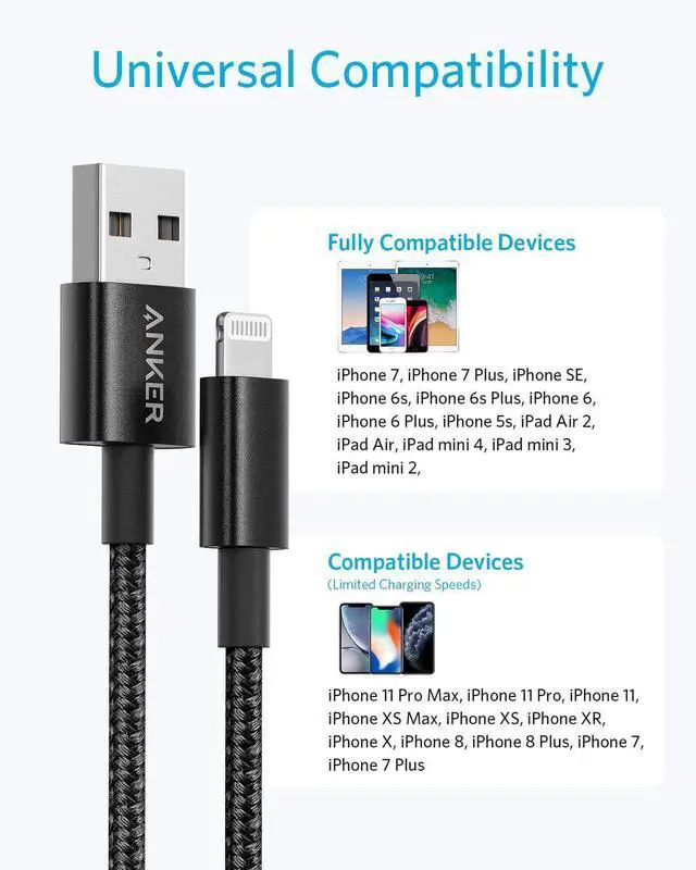 Alt view image 5 of 5 - Anker [4-Pack, 6 ft Charging Cable, [2-Pack] 333 USB C to USB C Cable (100W) & [2-Pack] Premium Double-Braided Nylon Lightning Cable, Apple MFi Certified
