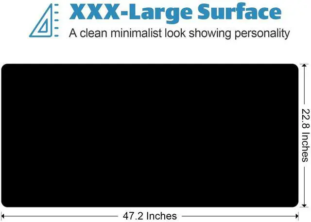 Alt view image 3 of 5 - YQE Huge Mouse Pad 3XL: 47.2 x 22.8'' Oversized Extended Desk Mat XXXL, Extra Large Big Gaming Mousepad for Full Desktop, Giant Mouse Pads Computer Desk Pad Thick | Black | Stitched Edge | Waterproof