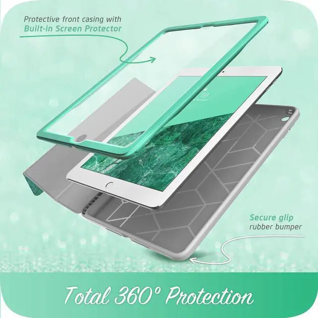 Alt view image 2 of 5 - New iPad 9.7 Case 2018/2017, [Built-in Screen Protector] i-Blason [Cosmo] Full-Body Trifold Stand Protective Case Cover with Auto Sleep/Wake & Apple Pencil Holder for Apple iPad 9.7 Inch (Prasio)