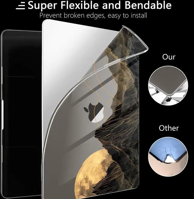 Alt view image 4 of 5 - MEEgoodo for M4 MacBook Pro 14 inch Case 2024 2023 2021, Crystal & Flexible Case Fit Model A3112/A3401/A3185/A2918/A2992/A2779/A2442 M3 M2 M1 Pro/Max, Glowing Lines Full Moon