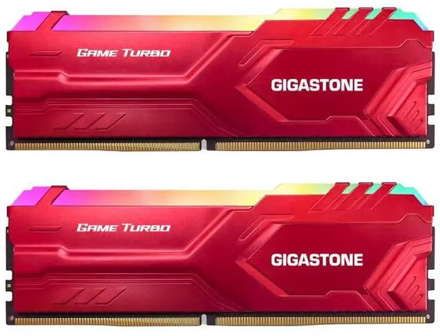 Main image of RGB DDR4 RAM GIGASTONE Game Turbo 16GB Kit (2x8GB) DDR4 3200MHz PC4-25600 CL 16-18-18-40 Intel XMP 2.0 AMD Ryzen 1.35V UDIMM 288 Pin Unbuffered Non ECC High Performance Gaming Desktop Memory - Red