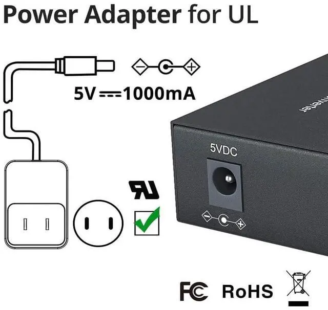 Alt view image 4 of 5 - 10Gtek Gigabit Ethernet Media Converter, Open SFP Fiber to Ethernet RJ45 Converter for 10/100/1000Base-Tx to SFP(SFP Slot Without Module), UL Certified, Pack of 2