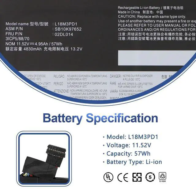 Alt view image 2 of 5 - ANTIEE L18M3PD1 02DL014 Laptop Battery for Lenovo Thinkpad T14S T490S T495S Series 02DL013 02DL016 02DL015 20UJS01R0Y L18L3PD1 L18C3PD1 5B10W13911 L18C3PD2 L18M3PD2 SB10K97651 SB10K97653 SB10K97652