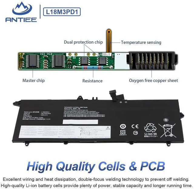 Alt view image 4 of 5 - ANTIEE L18M3PD1 02DL014 Laptop Battery for Lenovo Thinkpad T14S T490S T495S Series 02DL013 02DL016 02DL015 20UJS01R0Y L18L3PD1 L18C3PD1 5B10W13911 L18C3PD2 L18M3PD2 SB10K97651 SB10K97653 SB10K97652